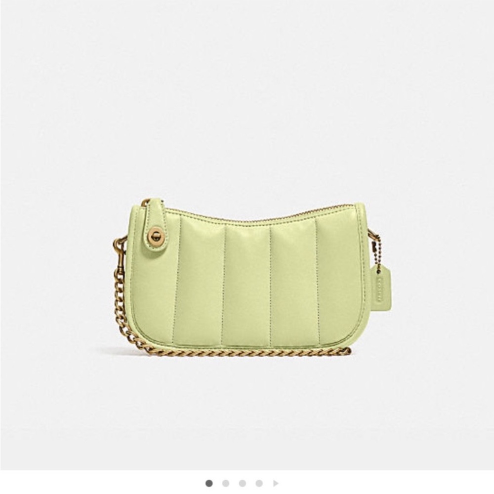 Coach Swinger 20 Bag with Quilted Leather in Pale Lime and brass